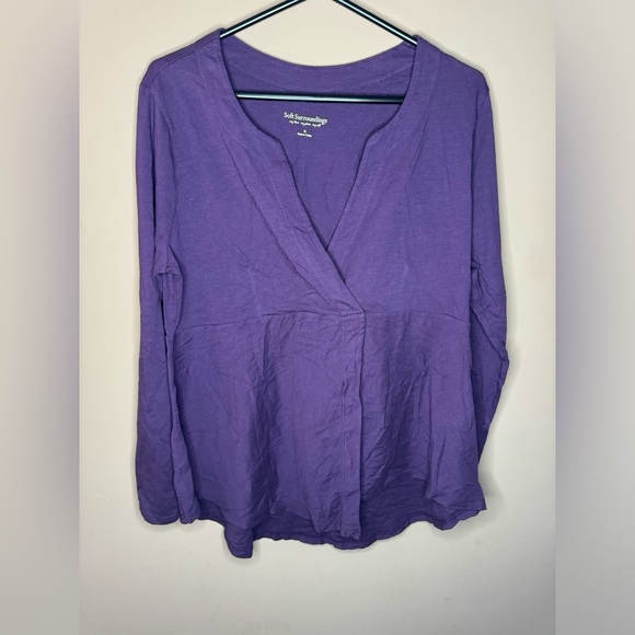 Soft Surroundings Purple Wrap Blouse with Long Sleeves - Picture 1 of 6